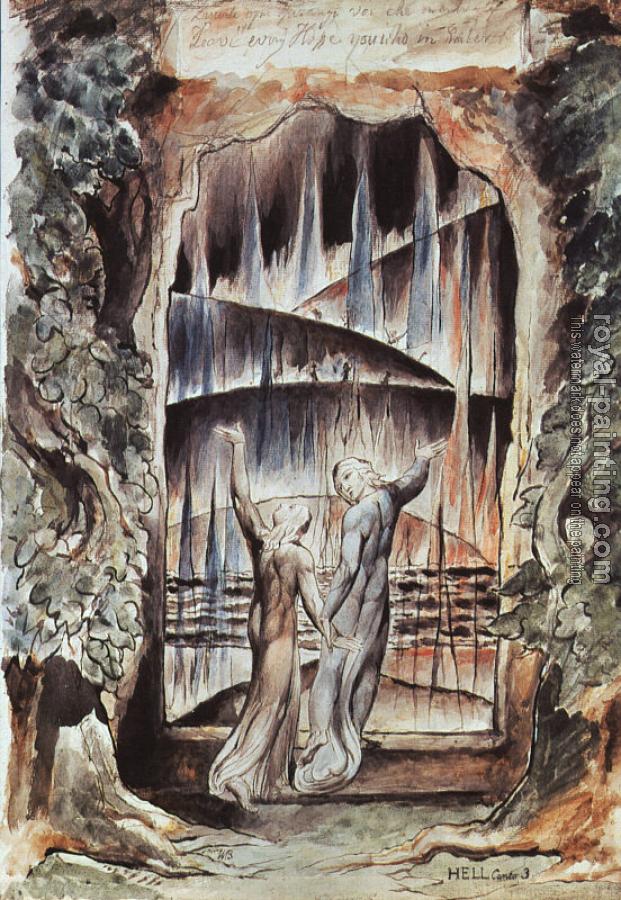 William Blake : Dante and Virgil at the Gates of Hell